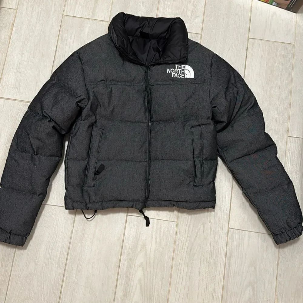 New The North Face XS black denim reversible Nuptse